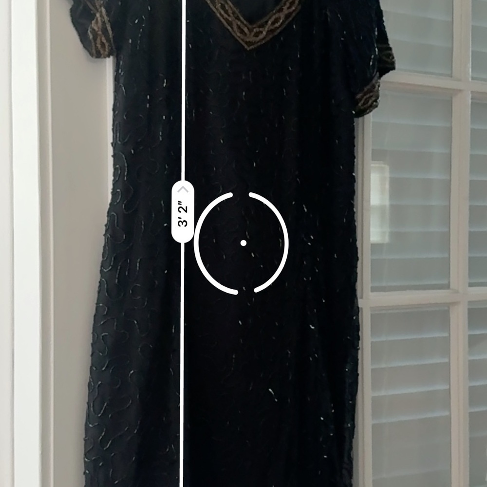 Vintage hand beaded Black Short-Sleeve swing Dress - Picture 10 of 12